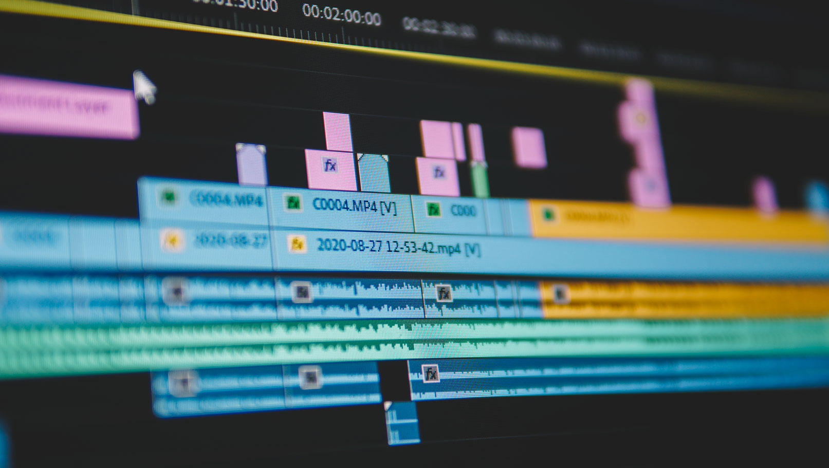 Close up of video editing software